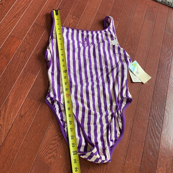 NWT Vintage Le Cove retro stripe cotton swimsuit bathing suit S/M - Picture 5 of 7
